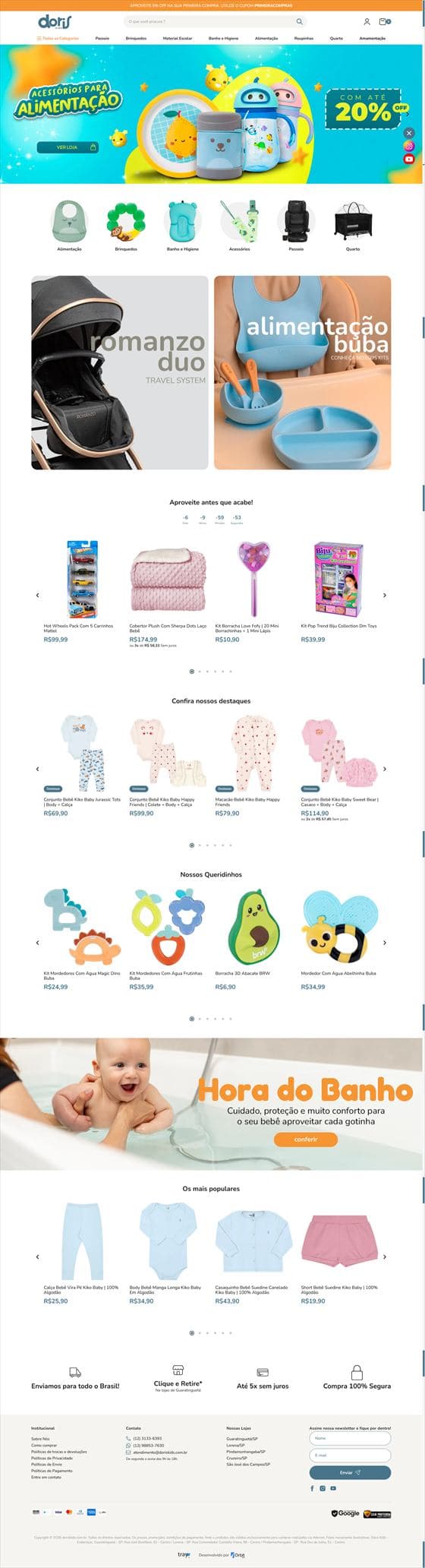 Site Doris Kids, criado pela Psy Comunic