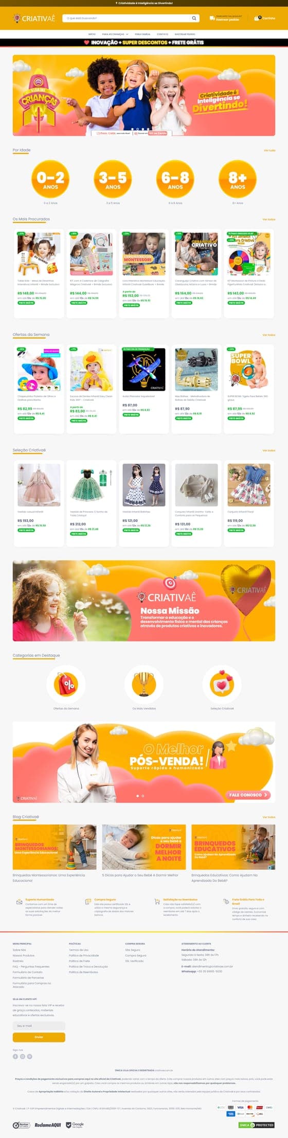 Site Criativaê, criado pela Psy Comunic