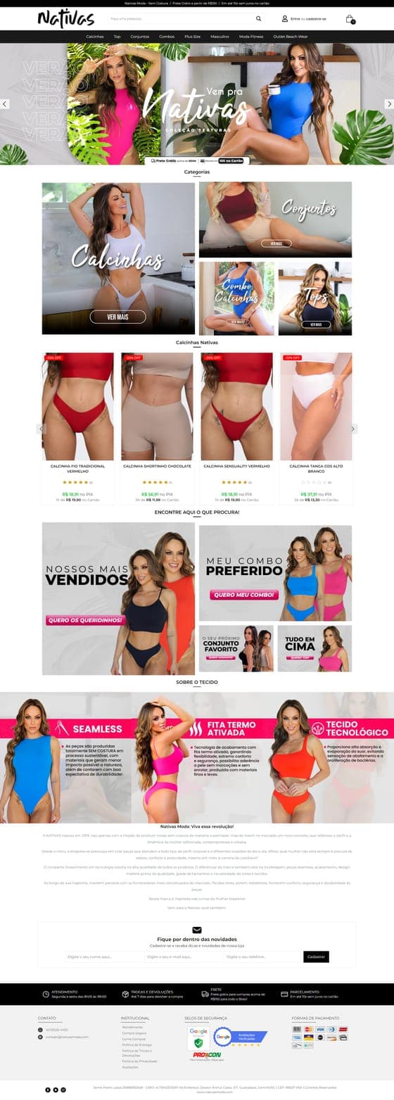 Site Nativas, criado pela Psy Comunic
