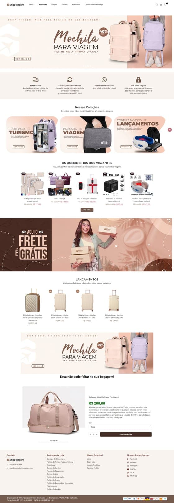 Site Shop Viagem, criado pela Psy Comunic