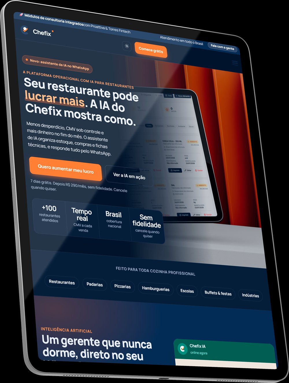 Landing page de alta conversão criada por Angelo Garcia, exibida em um iPad